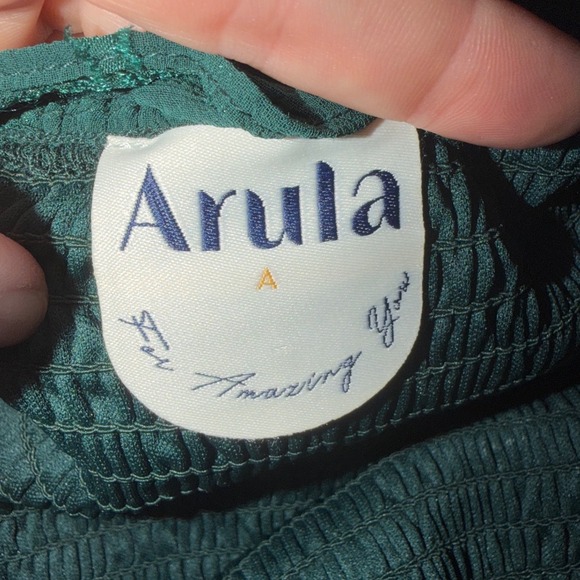 Arula Ellenie-P Green Floral Burnout Smocked Tiered Mini Dress Womens A 1X 14 G2 - Picture 8 of 9